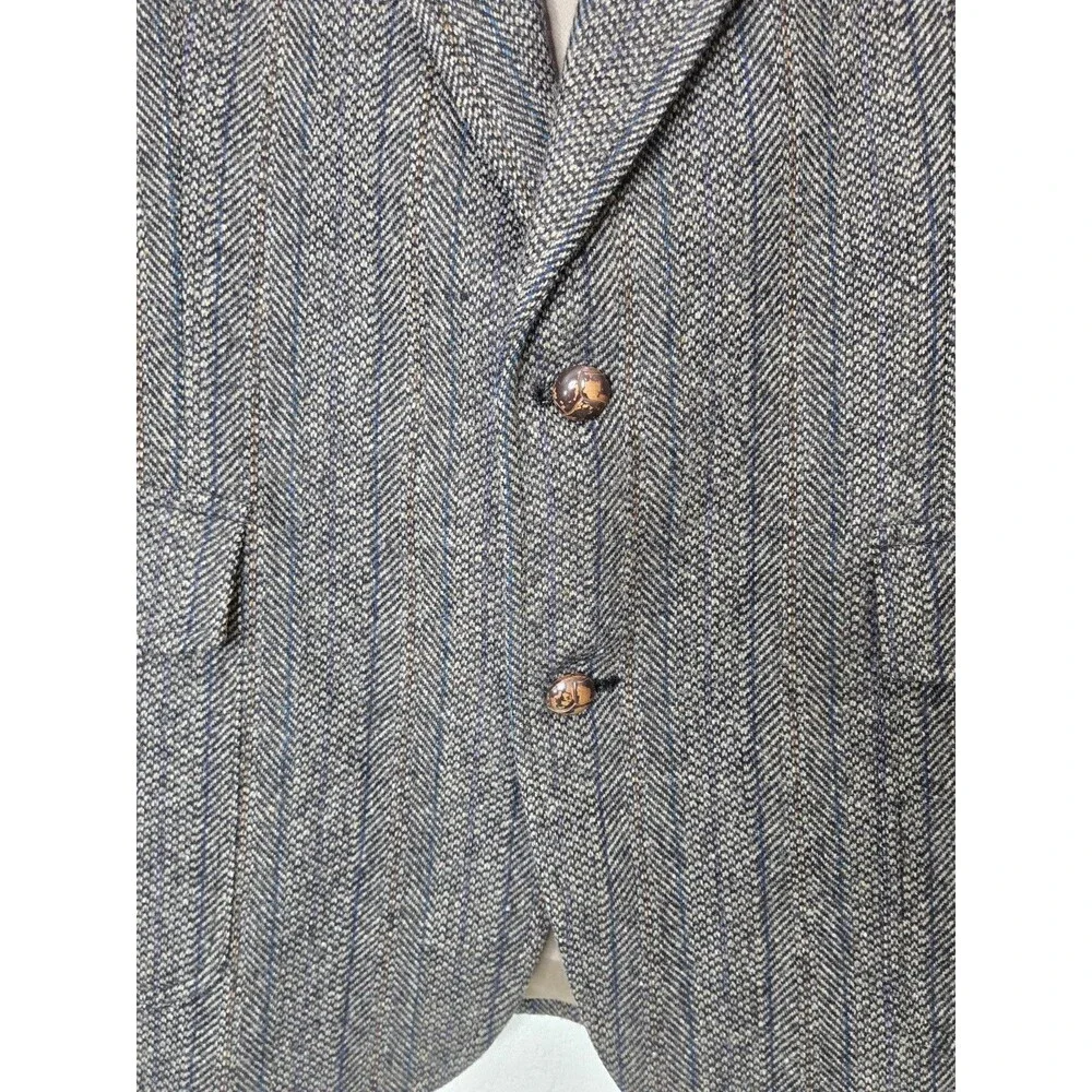 Pendleton Vintage Wool Western Jacket 42 Herringbone Suede Yoke Elbow Patches
